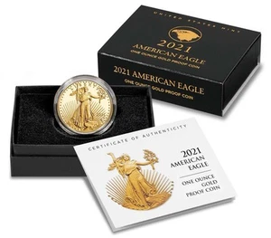 2021-W Proof $50 Type 2 American Gold Eagle 1 oz Box, OGP & COA - Picture 1 of 3