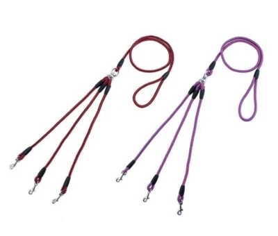 3 Ways Nylon Braided Pet Walking Leash Lead Dog Coupler Leash For 3 Dogs - Image 1 of 4