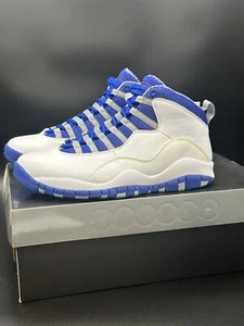 Air Jordan 10 Retro TXT Size 9 Old Royal White Blue Grey Leather 487214-107 - Picture 1 of 6