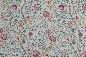 WILLIAM MORRIS CURTAIN FABRIC DESIGN Mary Isobel 2.5 METRE PINK/IVORY 100% LINEN - Picture 1 of 8