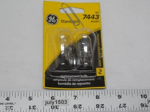 (2) New GE 7443 Miniature Lamp Bulb 25w/5w Wedge Base 12 volt T7 12v - Picture 1 of 7