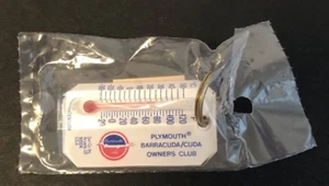 Plymouth Barracuda Cuda Owners Club Thermometer Key Ring Vtg NOS Chrysler Mopar - Picture 1 of 6