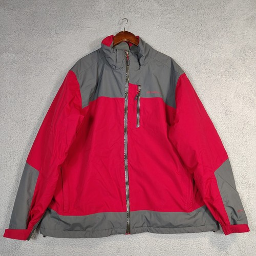 VETEMENTS Giacca a vento Eddie Bauer uomo 2XL rosso grigio colorblock full zip outdoor