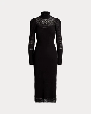 Ralph Lauren Colección Encaje Manga Abullonada Suéter Vestido de Cóctel Negro Cachemira M Foto 1 de 4