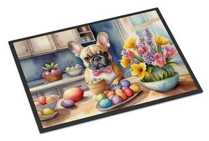French Bulldog Fawn/White Decorating Easter Eggs Doormat - Picture 1 of 15