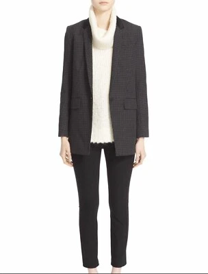 Blazer Ronin Feminino Rag & Bone Preto Cinza Xadrez Tamanho 4 Novo com etiquetas Botão de Algodão - Imagem 1 de 4