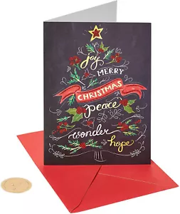 Juego de 4 tarjetas de papiro pizarra brillante árbol de Navidad felices fiestas NUEVAS - Imagen 1 de 4