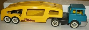 VINTAGE STRUCTO CAR AUTO HAULER CARRIER AND TRAILER PRESSED STEEL~RESTORED~ 22"L - Picture 1 of 9