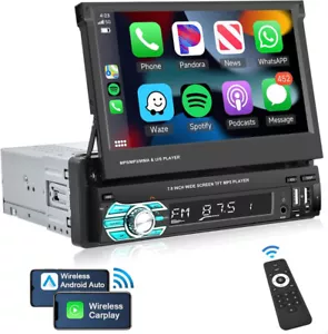 Autoradio singolo 1DIN 7" ribaltabile stereo wireless Apple Carplay Android Auto BT - Foto 1 di 21