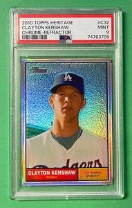 2010 TOPPS HERITAGE CLAYTON KERSHAW CHROME REFRACTOR 511/561 #C32 PSA 9 MINT
