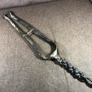 Blacksmith made metal fire tongs 21” outdoor Hand forged wrought fireplace - Picture 1 of 12