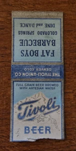Vintage Streichholzheft Hülle Tivoli Bier Fat Boys Barbecue Colorado Springs - Bild 1 von 3