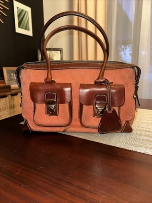 Bolso de Hombro Dooney And Bourke Signature Cartera Naranja Quemado Marrón Cuero Bolsillo Foto 1 de 4
