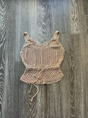 Top de Colección Crochet Tostado Lentejuelas Cuello en V Para Mujer XS 90s Caprichoso Festival de Hadas Foto 1 de 4