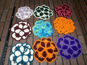Hand Crocheted Vintage Lot of 9 Colorful Kitchen Trivets Hot Pads - Picture 1 of 4