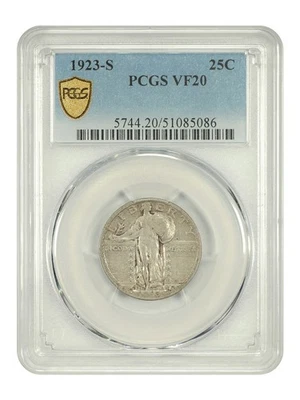 1923-S 25C graduación profesional VF20 - Cuarto de cuarto de libertad permanente - fecha escasa Foto 1 de 4
