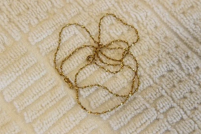 14KT твердого желтого золота витая елочка ожерелье цепочка фантазии 14K 585 Италии 18 - Изображение 1 из 4