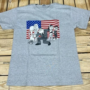 Vtg Y2K New Old Stock 2005 American Dad Flag Gray Graphic T-Shirt Men's Sizes - Picture 1 of 14