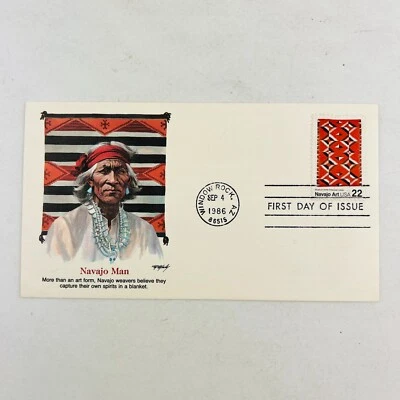 Navajo Art - Navajo Man Stamp First Day Issue Cover 1986 Window Rock AZ - Image 1 of 2