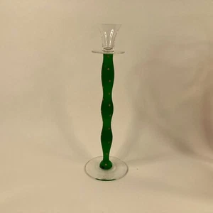 Orrefors Anne Nilsson CELESTE Candlestick Green & Gold Polkadots 14.5" - Picture 1 of 7