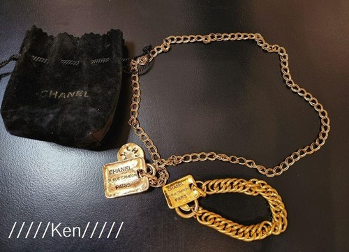CHANEL Collana Catena Bracciale AUTENTICO Vintage Oro Choker Ciondolo CAMBON F S CC