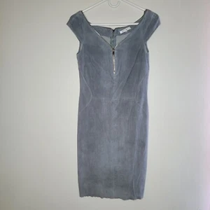 Abito diva pelle di agnello Jitrois pelle donna taglia 6 grigio cerniera oro esposta sexy - Foto 1 di 11