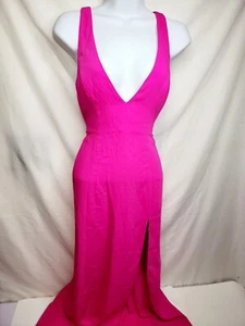 Maxi Vestido Para Mujer Amanda Uprichard Rosa Caliente Sin Mangas Abertura Lateral Pequeño - Imagen 1 de 10