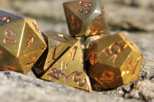 Dragon Copper Vein - 7 Piece Metal Polyhedral DND RPG 5e Dice Set - Picture 1 of 8