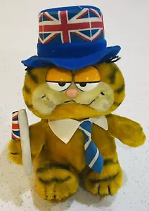 Vintage 1981 Garfield Plüsch mit britischer Flagge Hut von Dakin 9 Zoll - Bild 1 von 4