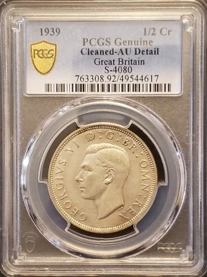 1939 Great Britain Silver 1/2 Crown S-4080 PCGS AU Cleaned 4617 - Image 1 of 4