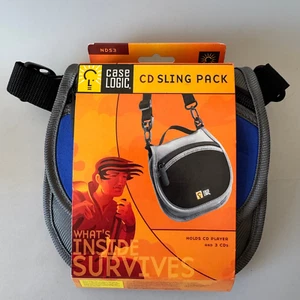 Vtg Case Logic CD Sling Pack Blue Grey f/ Player & 3x Discs Holder Neoprene NDS3 - Picture 1 of 9