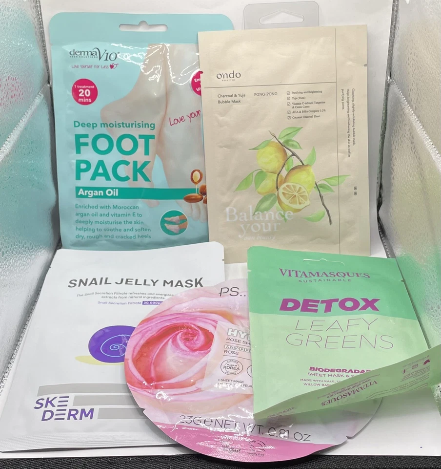 5 X Various Masks 4x Face 1 X Foot Sheet Masks  New 4K - Image 1 of 1