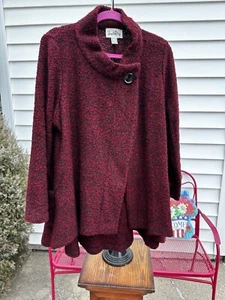 Joseph Ribkoff BLACK & RED JACKET Huge Front Button Swing Style Size 10 Runs BIG - Picture 1 of 9