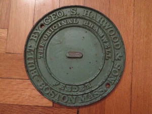 ANTIQUE GEO HARWOOD BRAMWELL FEEDER CAST IRON SIGN BOSTON MASSACHUSETTS Textiles - Picture 1 of 5