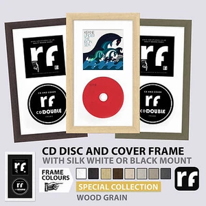 CD Frame Disc & Cover: Wood Grain Finish - Black, White, Greys & UV Glass Option - Picture 1 of 6