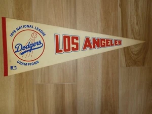 PENNANT IN FELTRO VINTAGE 1978 LOS ANGELES DODGERS NL CHAMPIONS PULITO 12X30 RARO - Foto 1 di 4