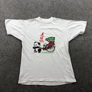 Vintage Hong Kong Shirt Youth 2XL White Panda Tour 70s 80s 90s Single Stitch - Picture 1 of 14