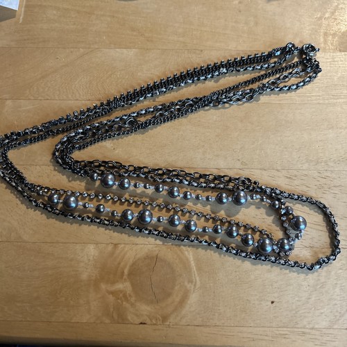 VETEMENTS J. Collana tre catenine in metallo e strass Crew