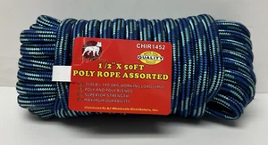New 1/2" in x 50' feet POLY ROPE ASSORTED CHIR1452 - Picture 1 of 6