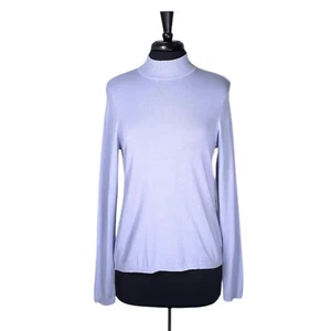 Chico's Womens Blouse Addison Blue Stretch Mock Neck Pullover Knit Top 1 M/8 NWT - Picture 1 of 9