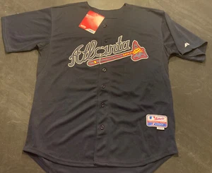 NOS Jason Heyward Atlanta Braves #22 Majestic Blue Sewn Jersey Men's Size 52 NEW - Picture 1 of 5