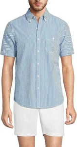 HERREN POLO RALPH LAUREN SEERSUCK HEMD BAUMWOLLE GESTREIFT BUTTON-DOWN BLAU/WEISS XXL - Bild 1 von 13