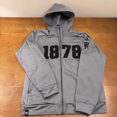 Manchester United Sweatshirt Mens Large Gray Pullover Hoodie Soccer Adidas - Image 1 of 4