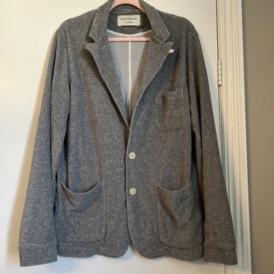 Oliver Spencer Sz L Jacket Soft Lounge Terry Blazer Gray Cotton Blend Mens EUC - image 1 of 4