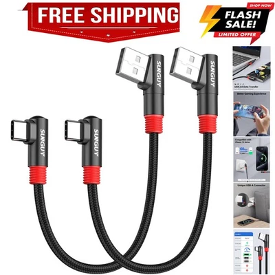 Paquete de 2 cables USB C a A de ángulo recto de 6 pulgadas/0,15 M, USB corto de 90 grados 3A a EE. UU.... Foto 1 de 4