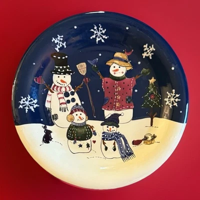 St. Nicholas Square~Snow Friends Collection ~Snowman Family Serving 11” Plate - Image 1 of 4