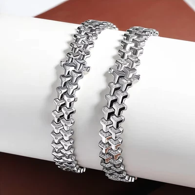 Real Round Cut Moissanite Armor Bracelet Chain 925 Sterling Silver Hip Hop GRA - Image 1 of 4