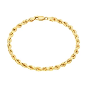 10k Oro Amarillo 4mm Hombre Diamante Corte Cuerda Cadena Italiano Enlace Pulsera - Imagen 1 de 12
