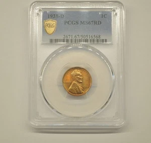 1938-D Toned Superb Gem BU Lincoln Cent ~ PCGS MS67RD ~ TrueView - Picture 1 of 5