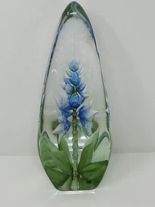 Maleras blaue Orchidee Blume Kristall Skulptur Schweden #3818 wunderschön Vintage - Bild 1 von 15